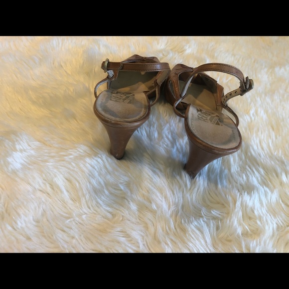 Salvatore Ferragamo Strappy Two Tone Leather Heeled Sandals Sz 6.5 - Picture 5 of 9